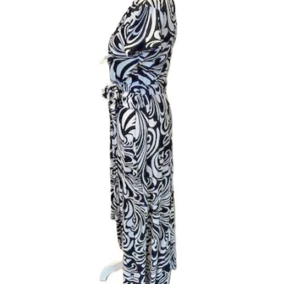 MICHAEL KORS Black & White Abstract Print V-Neck Hi/Lo Hem Maxi Dress Size-2 NWT - Picture 5 of 8